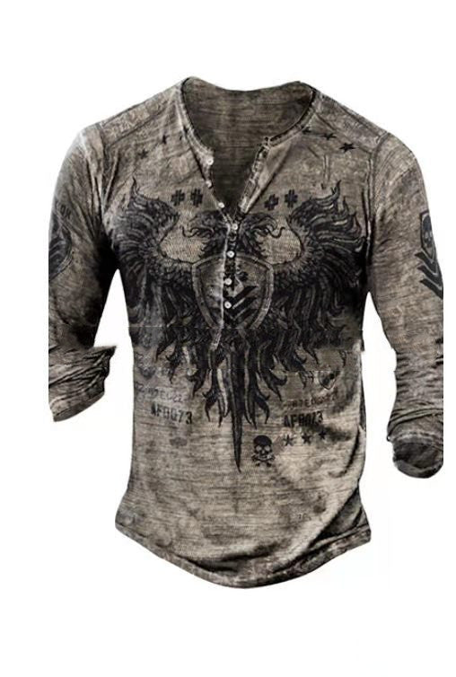 European And American New Fashion Casual Printing Long-sleeved T-shirt Men